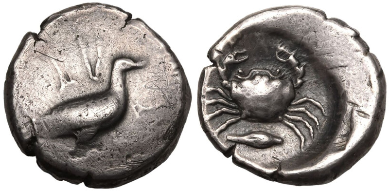 MAGNA GRAECIA. SICILY, AKRAGAS. 
Silver didrachm, circa 480-470 BC. 
Obv: AKPA...