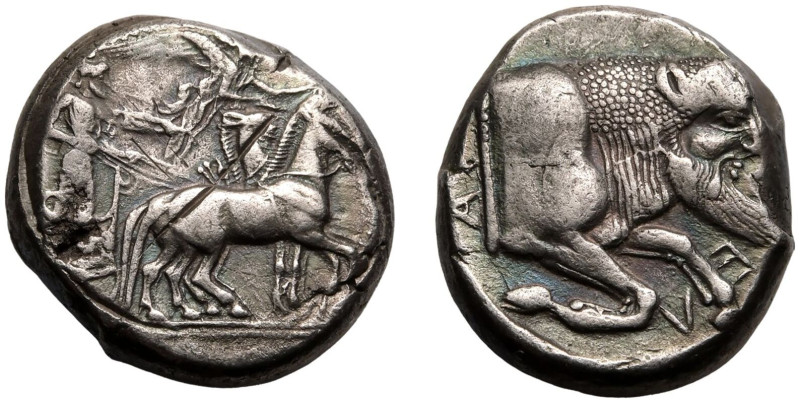 MAGNA GRAECIA. SICILY, GELA. 
Silver tetradrachm, circa 480-470 BC. 
Obv: char...