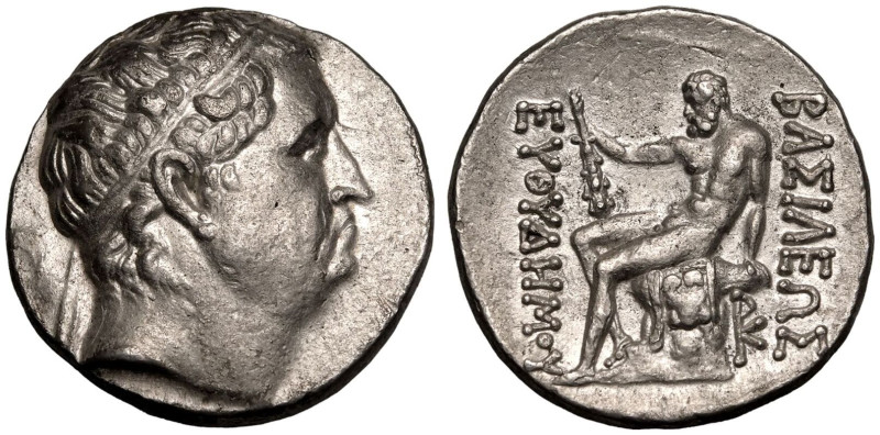 ANCIENT GREECE. GRECO-BAKTRIAN KINGDOM. Euthydemos I 'Theos Megas'. 
Silver tet...