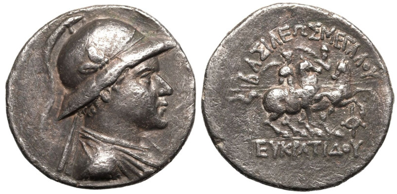 ANCIENT GREECE. GRECO-BAKTRIAN KINGDOM. Eukratides I 'the Great'. 
Silver tetra...