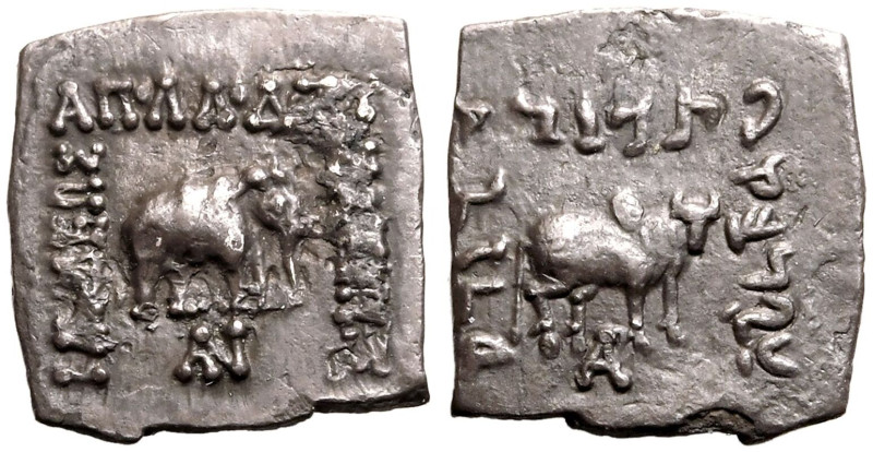 ANCIENT GREECE. INDO-GREEK KINGDOM. Apollodotos I 'Soter'. 
Silver drachm, circ...