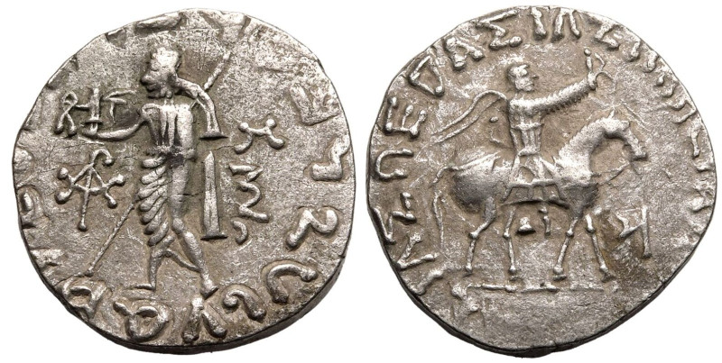 ANCIENT GREECE. INDO-SKYTHIANS. Azes. 
Silver tetradrachm, circa 58-12 BC. 
Ob...
