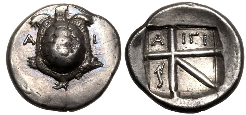 ANCIENT GREECE. ISLANDS OFF ATTICA, AEGINA. 
Silver drachm, circa 350-338 BC. ...