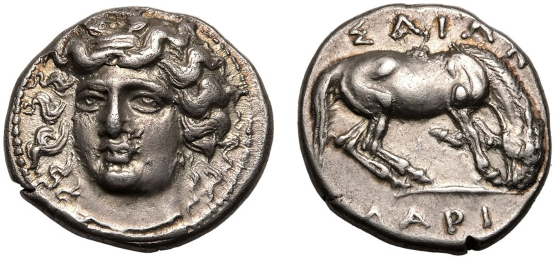 ANCIENT GREECE. THESSALY, LARISSA. 
Silver drachm, circa 356-320 BC. 
Obv: hea...