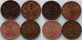 II RP	 zestaw monet 1 grosz z lat 1936-1939	 (4 sztuki)