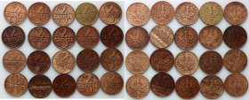 II RP	 zestaw monet 2 grosze z lat 1923-1938	 (20 sztuk)
