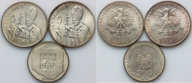 PRL	 zestaw srebrnych monet z lat 1974-1987	 (3 sztuki)