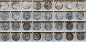 Niemcy	 Cesarstwo	 1 marka - zestaw 16 monet