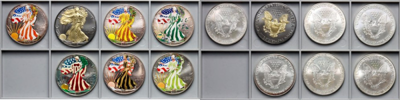 USA 1 dolar Amerykański srebrny orzeł -zestaw 7 sztuk kolor Waga: 219 g. 
Grade...