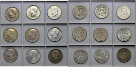 USA	 1/2 dolara 1966-1968	 Kennedy - zestaw 9 monet
