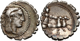 Roman Republic	 L. Procilius 80 BC	 Denar Serrate	 Rome