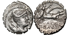 Roman Republic	 Ti. Claudius Ti. Nero 79 BC	 Denar Serrate	 Rome