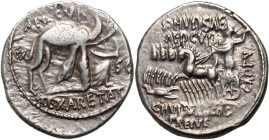 Roman Republic	 M. Aemilius Scaurus Pub. Plautius Hypsaeus 58 BC	 Denar	 Rome
