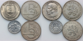 Slovakia / Czechoslovakia	 set of coins from 1928-1943	 (4 pieces)