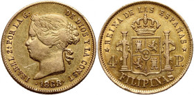 Philippines	 Isabel II	 4 Pesos 1868	 Manila
