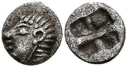 Hemiobol AR
Ionia, Kolophon. AR Hemiobol, 0.40 g 6.68 mm. Late 6th century BC, ...