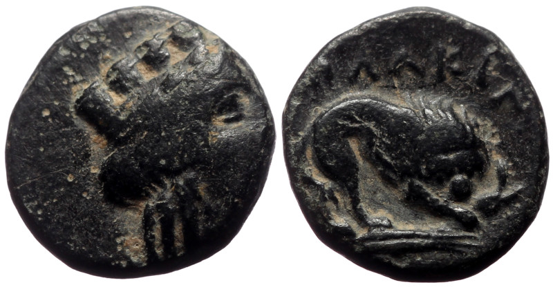 Bronze Æ
Mysia, Plakia, 4th century BC., Turreted head of the Tyche r.
ΠΛAKIA,...