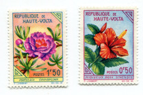 Upper Volta Rep. 1963, (2 stamps) 0,50, 1,50 F. „Flowers” out of set (2/16), Michel 120/35