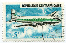 Rep. Central Africa 1967, 5 F., „Douglas DC 4”, stamped, out of set (1/6) Michel 144/49