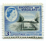 Rhodesia and Nyassaland 1959, 3 d., („Rhodes grave”), stamped, out of set (1/15), Michel (19/33)