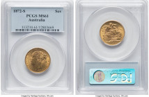 Victoria gold "St. George" Sovereign 1872-S MS61 PCGS, Sydney mint, KM7, S-3858A. HID09801242017 © 2024 Heritage Auctions | All Rights Reserved