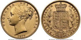 Victoria gold "Shield" Sovereign 1877-S AU55 NGC, Sydney mint, KM6, S-3855. HID09801242017 © 2024 Heritage Auctions | All Rights Reserved