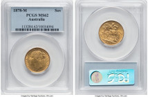 Victoria gold "St. George" Sovereign 1878-M MS62 PCGS, Melbourne mint, KM7, S-3857. HID09801242017 © 2024 Heritage Auctions | All Rights Reserved