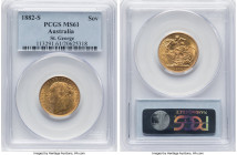 Victoria gold "St. George" Sovereign 1882-S MS61 PCGS, Sydney mint, KM7, S-3858E. HID09801242017 © 2024 Heritage Auctions | All Rights Reserved