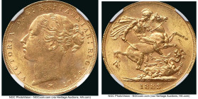 Victoria gold "St. George" Sovereign 1883-M MS62 NGC, Melbourne mint, KM7, S-3857C. HID09801242017 © 2024 Heritage Auctions | All Rights Reserved