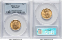Victoria gold "St. George" Sovereign 1884-S MS62 PCGS, Sydney mint, KM7, S-3858E. HID09801242017 © 2024 Heritage Auctions | All Rights Reserved