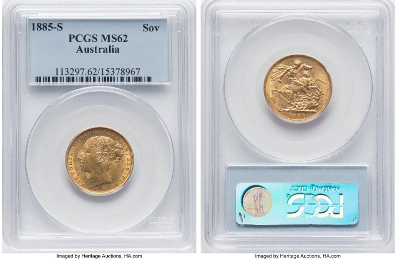 Victoria gold "St. George" Sovereign 1886-S MS62 PCGS, Sydney mint, KM7, 3858E. ...