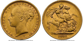 Victoria gold "St. George" Sovereign 1887-S AU53 NGC, Sydney mint, KM7, S-3858E. HID09801242017 © 2024 Heritage Auctions | All Rights Reserved