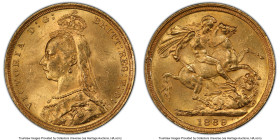 Victoria gold "Jubilee Head" Sovereign 1889-S MS62 PCGS, Sydney mint, KM10, S-3868B. Second legend, normal JEB. HID09801242017 © 2024 Heritage Auction...