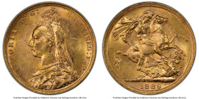 Victoria gold "Jubilee Head" Sovereign 1889-M MS62 PCGS, Melbourne mint, KM10, S-3867B. Second legend, normal JEB. HID09801242017 © 2024 Heritage Auct...