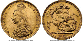 Victoria gold "Jubilee Head" Sovereign 1889-S MS61 NGC, Sydney mint, KM10, S-3868B. Second legend. HID09801242017 © 2024 Heritage Auctions | All Right...