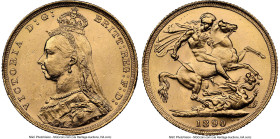 Victoria gold "Jubilee Head" Sovereign 1890-S MS63 NGC, Sydney mint, KM10, S-3868B. Second legend. An attractively lustrous, Choice selection. HID0980...