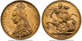 Victoria gold "Jubilee Head" Sovereign 1890-M MS61 NGC, Melbourne mint, KM10, S-3867B. Second legend. HID09801242017 © 2024 Heritage Auctions | All Ri...