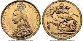 Victoria gold "Jubilee Head" Sovereign 1890-M MS60 NGC, Melbourne mint, KM10, S-3867B. Second legend. HID09801242017 © 2024 Heritage Auctions | All Ri...