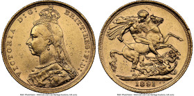 Victoria gold "Jubilee Head" Sovereign 1891-S AU58 NGC, Sydney mint, KM10, S-3868C. Second legend. HID09801242017 © 2024 Heritage Auctions | All Right...