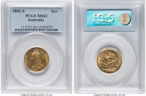 Victoria gold "Jubilee Head" Sovereign 1892-S MS62 PCGS, Sydney mint, KM10, S-3868C. HID09801242017 © 2024 Heritage Auctions | All Rights Reserved