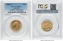 Victoria gold "Jubilee Head" Sovereign 1893-S MS62+ PCGS, Sydney mint, KM10, S-3868C. Glossy luster lends this coin exceptional eye appeal, earning it...
