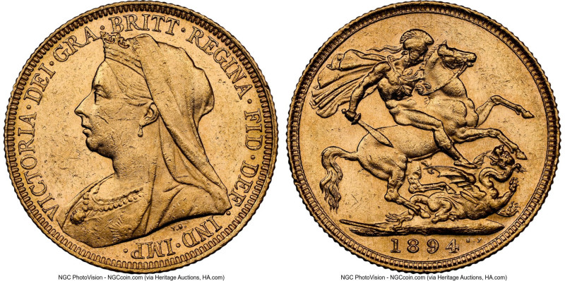 Victoria gold Sovereign 1894-S MS62 NGC, Sydney mint, KM13, S-3877. HID098012420...