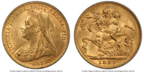 Victoria gold Sovereign 1897-S MS62 PCGS, Sydney mint, KM13, S-3877. HID09801242017 © 2024 Heritage Auctions | All Rights Reserved