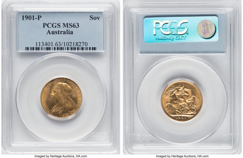 Victoria gold Sovereign 1901-P MS63 PCGS, Perth mint, KM13, S-3876. HID098012420...