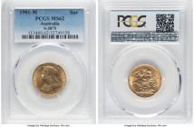 Victoria gold Sovereign 1901-M MS62 PCGS, Melbourne mint, KM13, S-3875. HID09801242017 © 2024 Heritage Auctions | All Rights Reserved