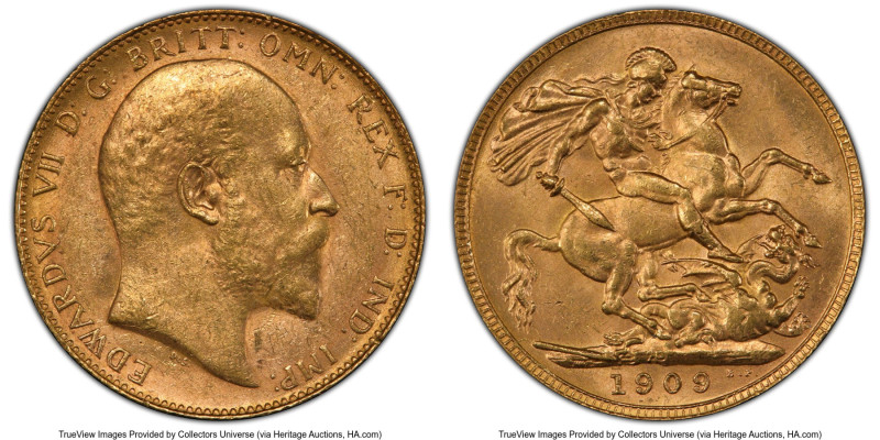 Edward VII gold Sovereign 1909-P MS62 PCGS, Perth mint, KM15, S-3972. HID0980124...