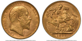 Edward VII gold Sovereign 1909-P MS62 PCGS, Perth mint, KM15, S-3972. HID09801242017 © 2024 Heritage Auctions | All Rights Reserved