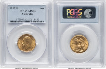 George V gold Sovereign 1919-S MS63 PCGS, Sydney mint, KM29, S-4003. HID09801242017 © 2024 Heritage Auctions | All Rights Reserved