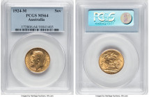 George V gold Sovereign 1924-M MS64 PCGS, Melbourne mint, KM29, S-3999. HID09801242017 © 2024 Heritage Auctions | All Rights Reserved