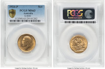 George V gold Sovereign 1924-P MS63 PCGS, Perth mint, KM29, S-4001. HID09801242017 © 2024 Heritage Auctions | All Rights Reserved